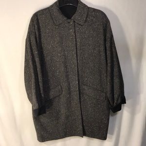 Reversible Tweed & Black Boxy Vintage Coat